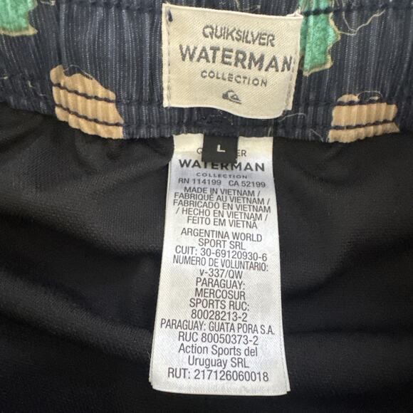 Quicksilver Waterman Collection Swim Trunk Mens Large Hawaiian Shorts Beachy - Picture 4 of 11